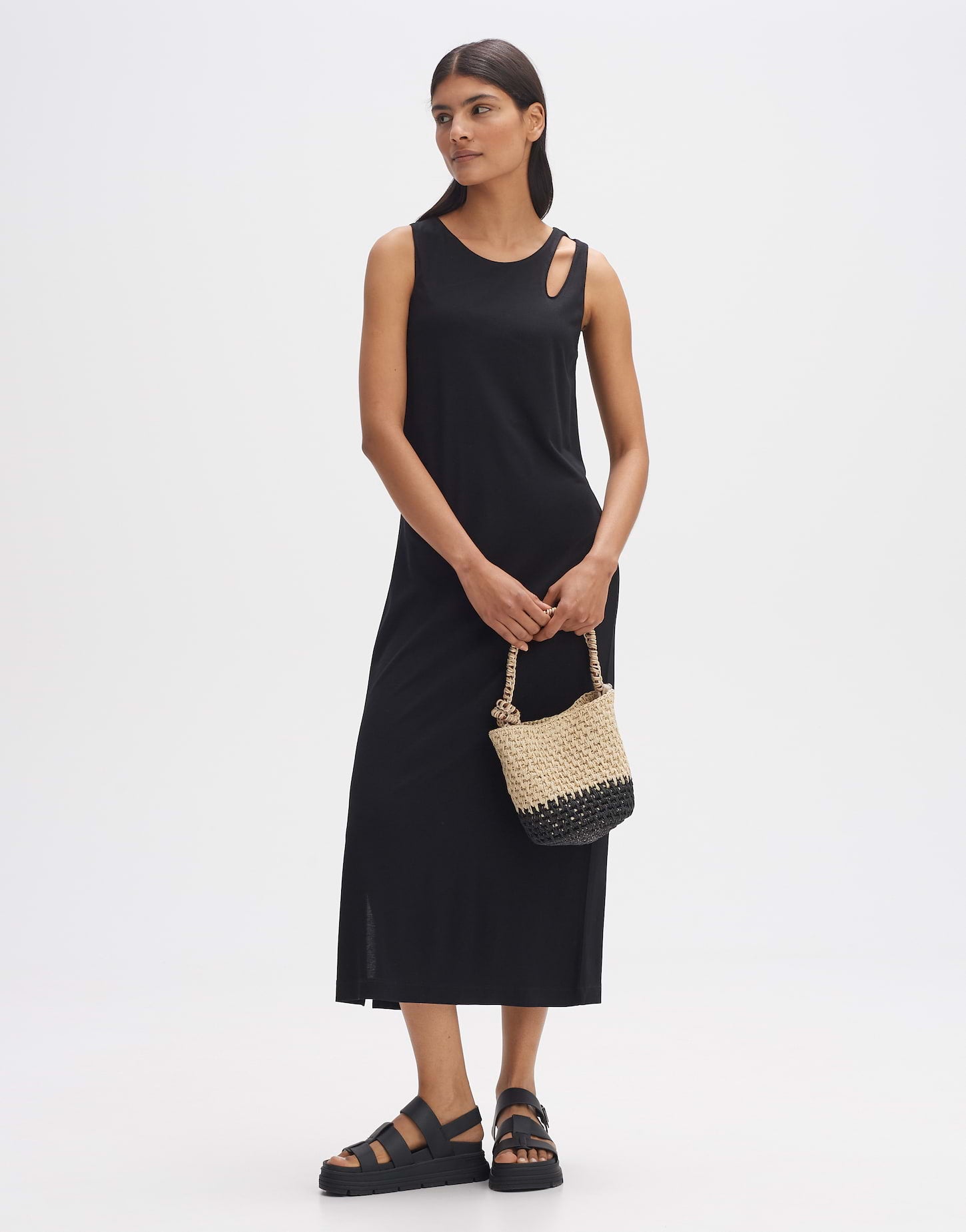 OPUS Midi-Kleid Damen ECOVERO™ Cut Out Detail