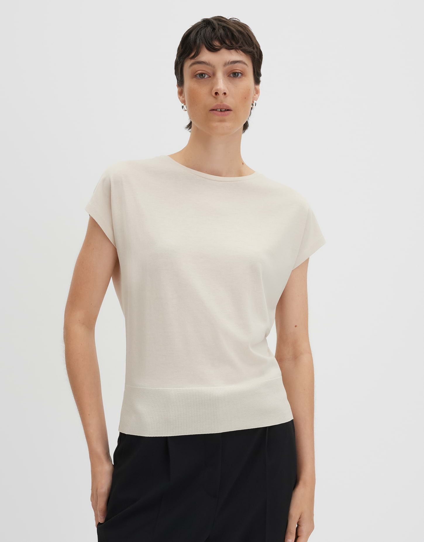 Someday Damen T-Shirt Kurzarm Slim Fit Melange-Effekt