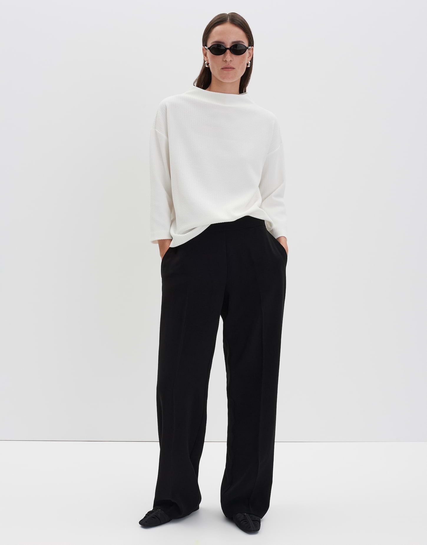 Funnel Neck Damen Pullover Oversized Jersey