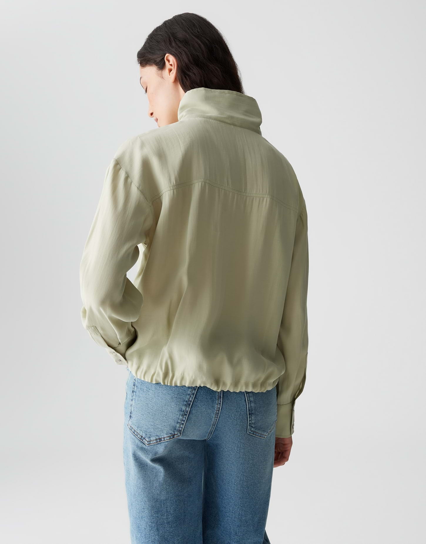 OPUS Lockere Damen Bluse mit Umlegekragen Satin Tunnelzug