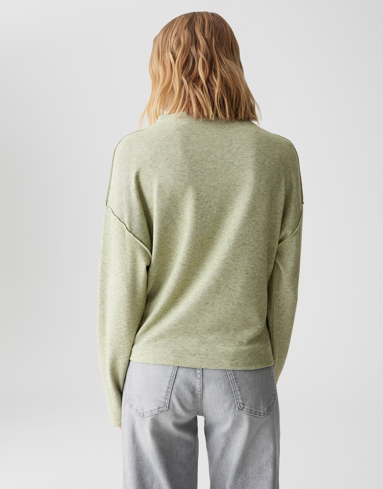 OPUS Lockeres Damen Funnel Neck Shirt mit Mélange-Effekt Jersey