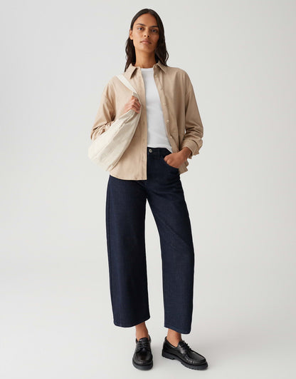 OPUS Damen Bluse Langarm Hemdbluse Lederimitat