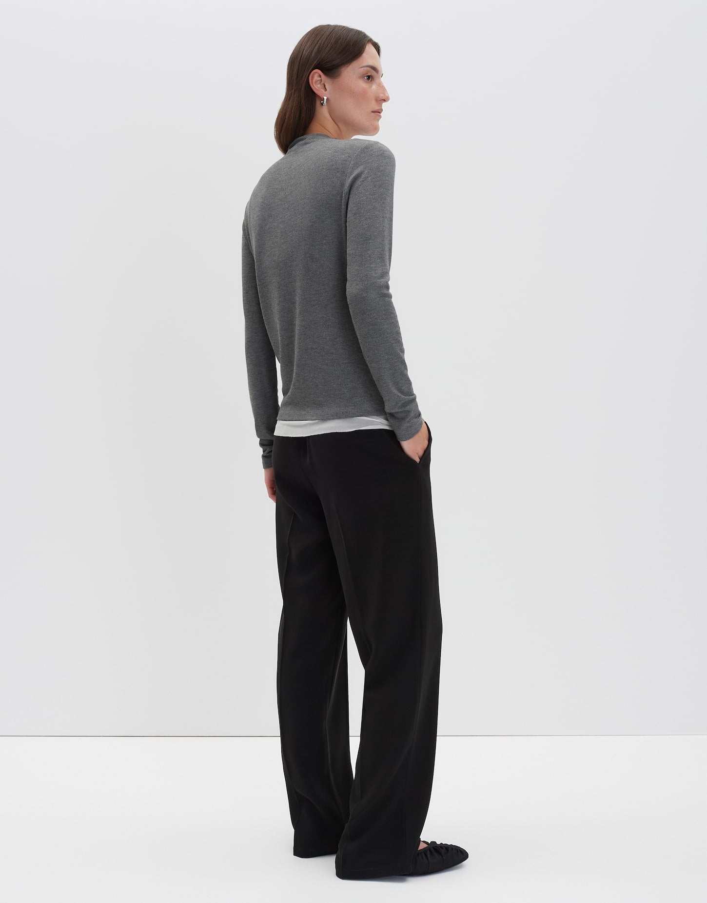 Someday Damen Langarmshirt Stehkragen Slim Fit Jersey