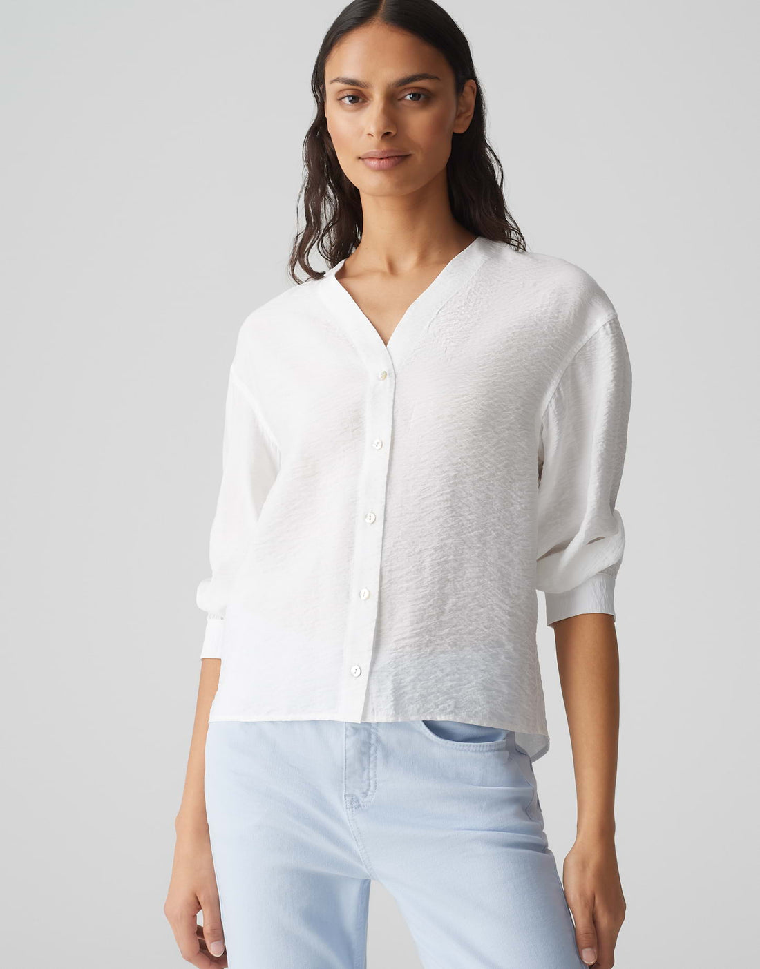 OPUS Bluse Damen V-Ausschnitt weite Passform