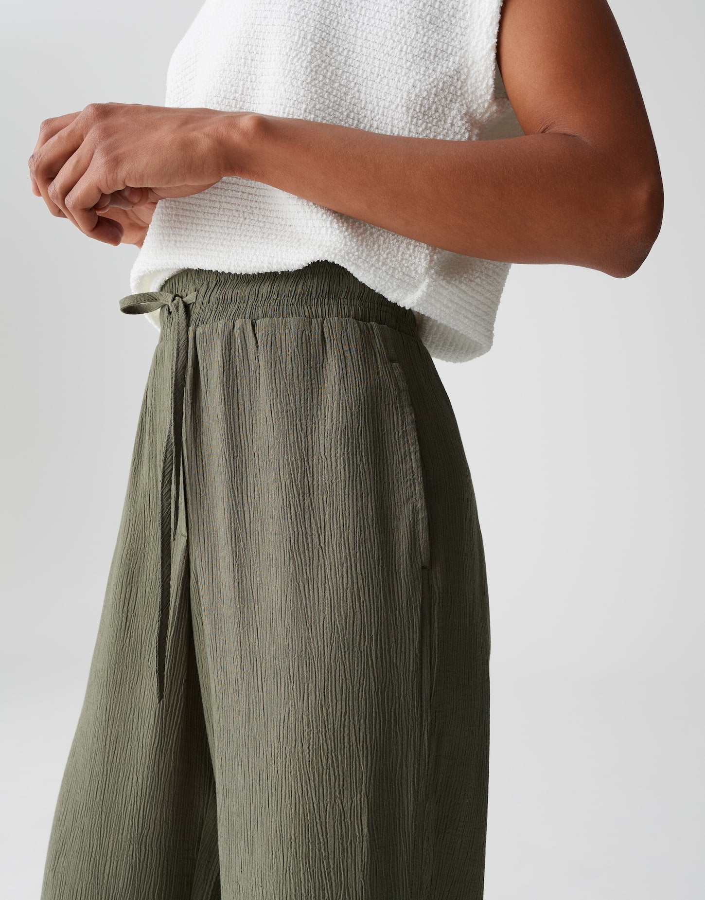 OPUS Crinkle Webware Hose Damen Straight Fit Elastisch