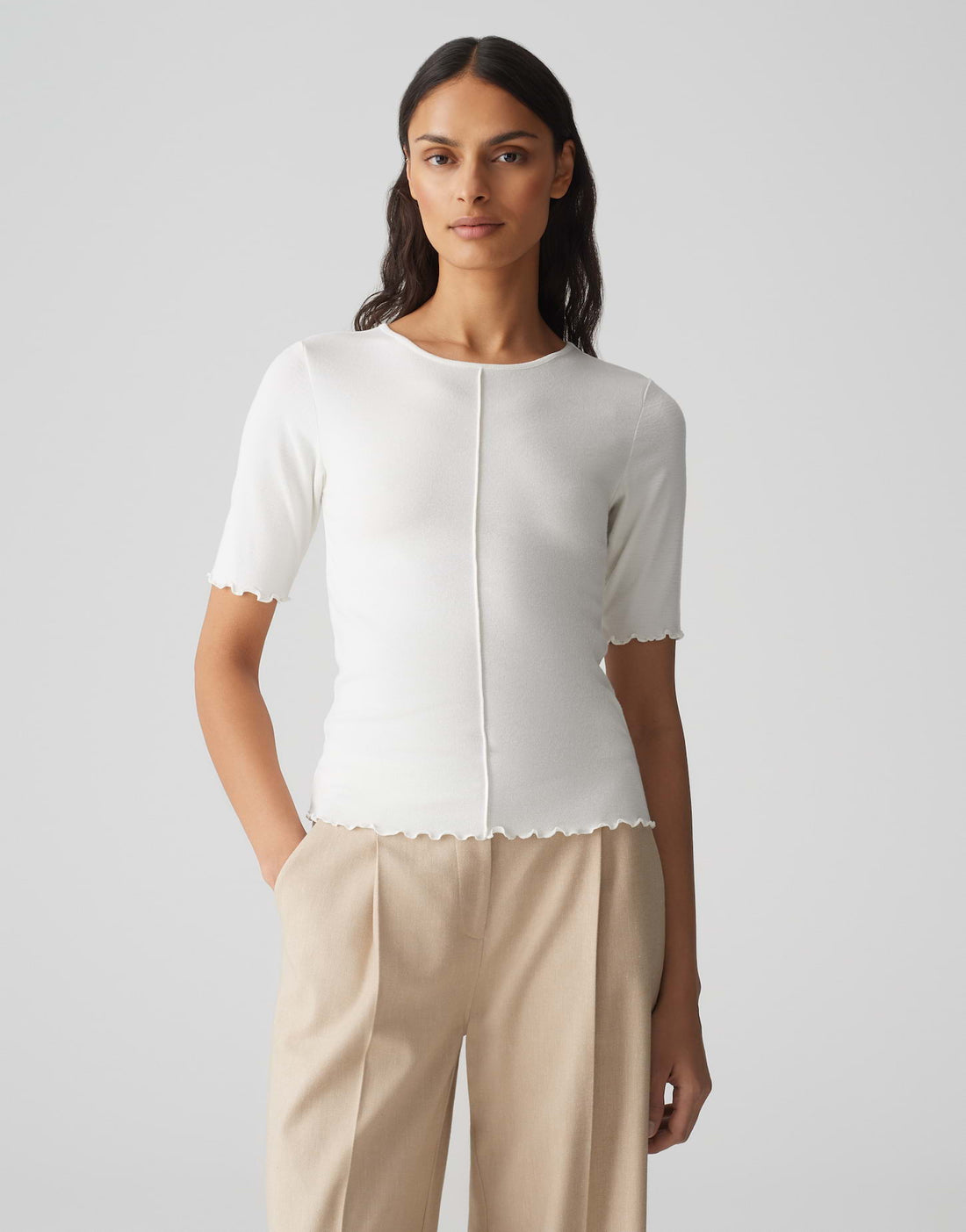 OPUS Damen T-Shirt schmale Passform Halbarm meliert weicher Griff
