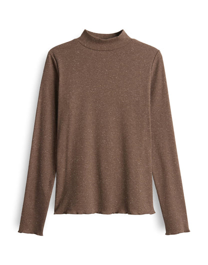 OPUS Stehkragen Langarmshirt Damen Slim Fit Jersey