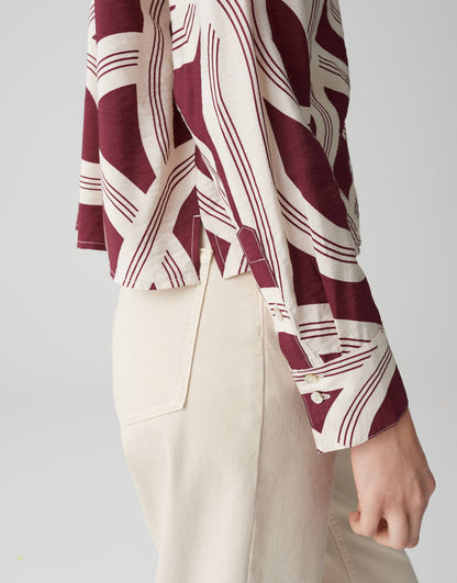 OPUS Hemdbluse Damen Bluse Oversized Viskose Polyamid Perlmuttknöpfen