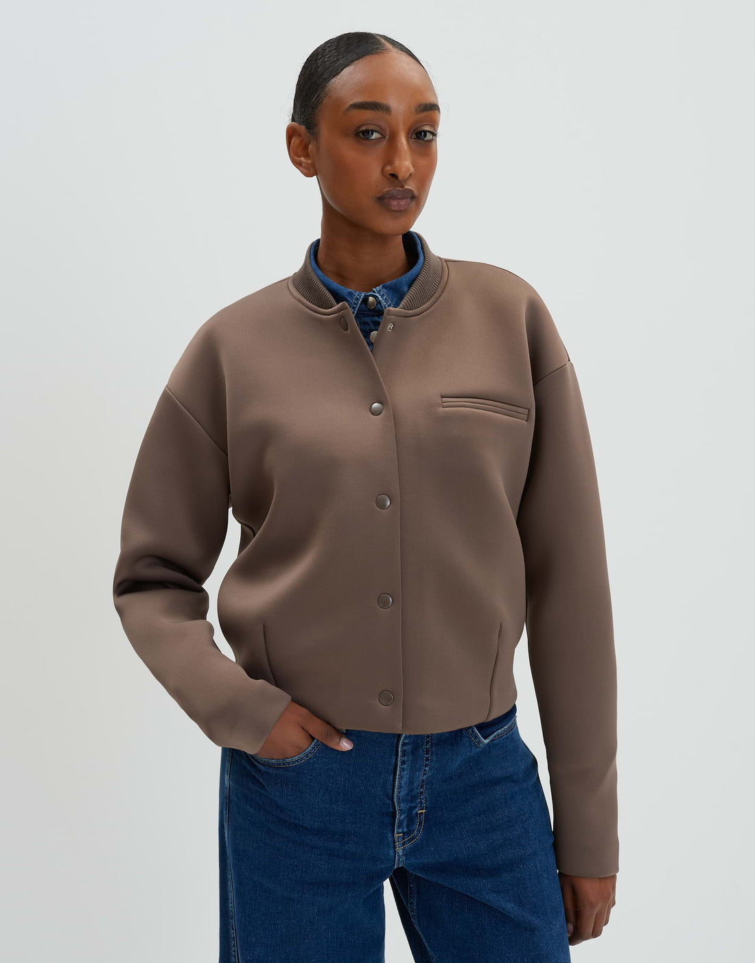 Fashionista Scuba Sweatshirt Damen Weit geschnittenes Langarmshirt