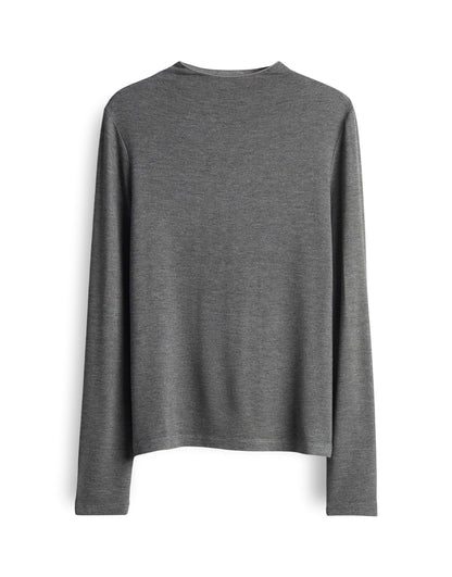Someday Damen Langarmshirt Stehkragen Slim Fit Jersey