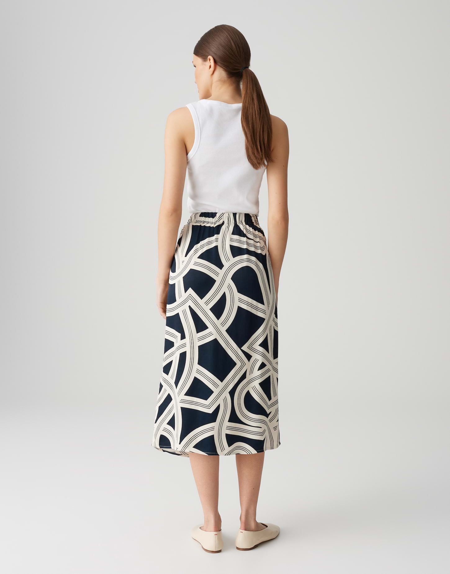 OPUS Lockeres Midi-Kleid Damen A-Linie Knotendetail Viskose