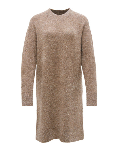 OPUS Strickkleid Knielang Damen Flauschiger Griff