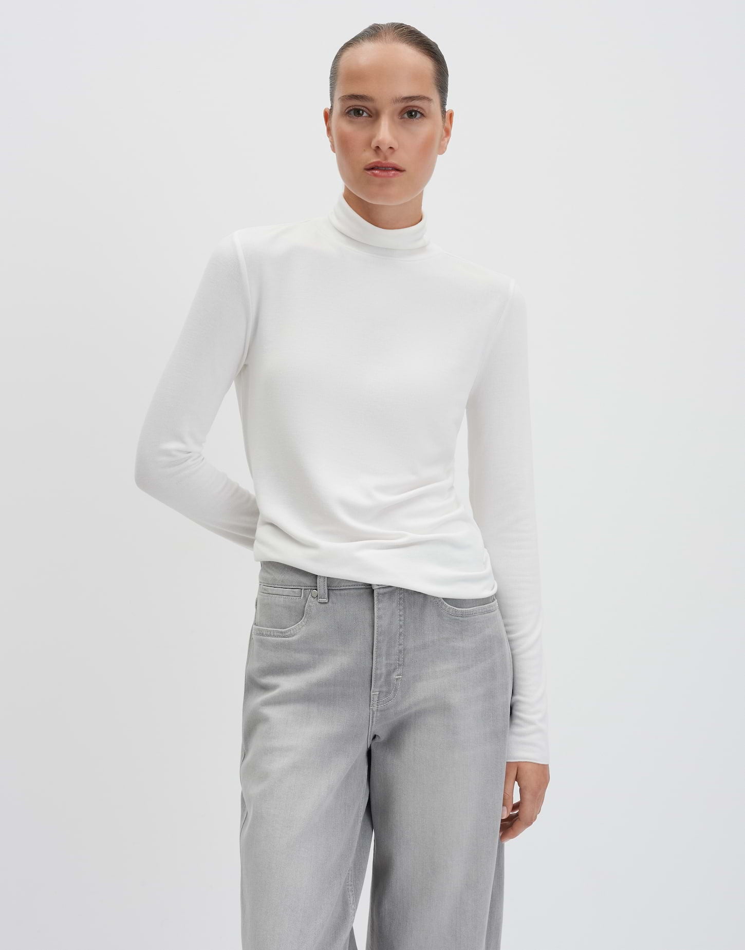 Someday Damen Rollkragen Langarmshirt figurbetont Jersey