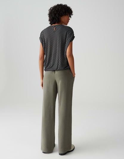 OPUS Lockeres Damen T-Shirt mit U-Boot-Ausschnitt und Raffdetail