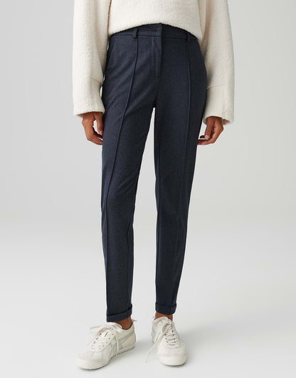 OPUS Schmale Fischgratmuster Hose Damen Elegant Gummibund