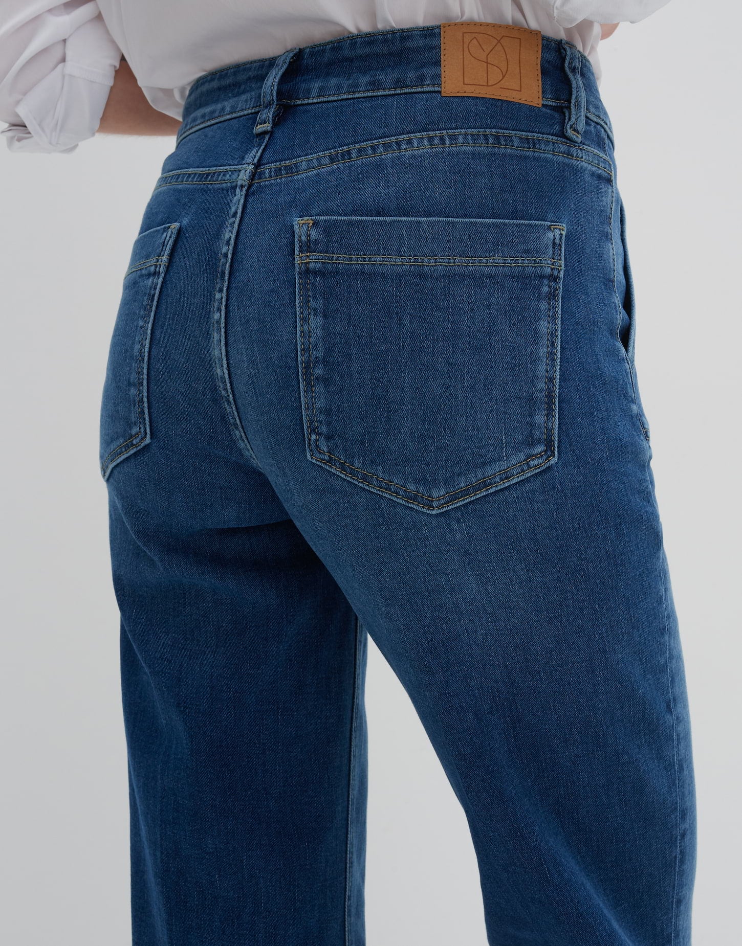 Flared Jeans Damen Long Mid Rise Stretch Comfort BCI Cotton Mix