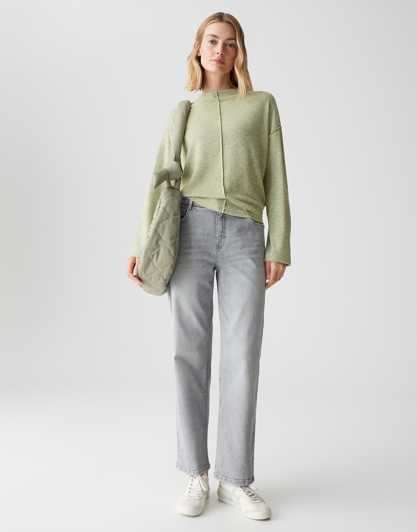 OPUS Lockeres Damen Funnel Neck Shirt mit Mélange-Effekt Jersey