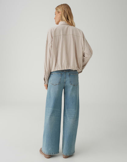 OPUS Hemdbluse Damen Ballon-Saum Webware