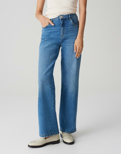 OPUS Wide Leg High Rise Denim Jeans Damen Stretch Base