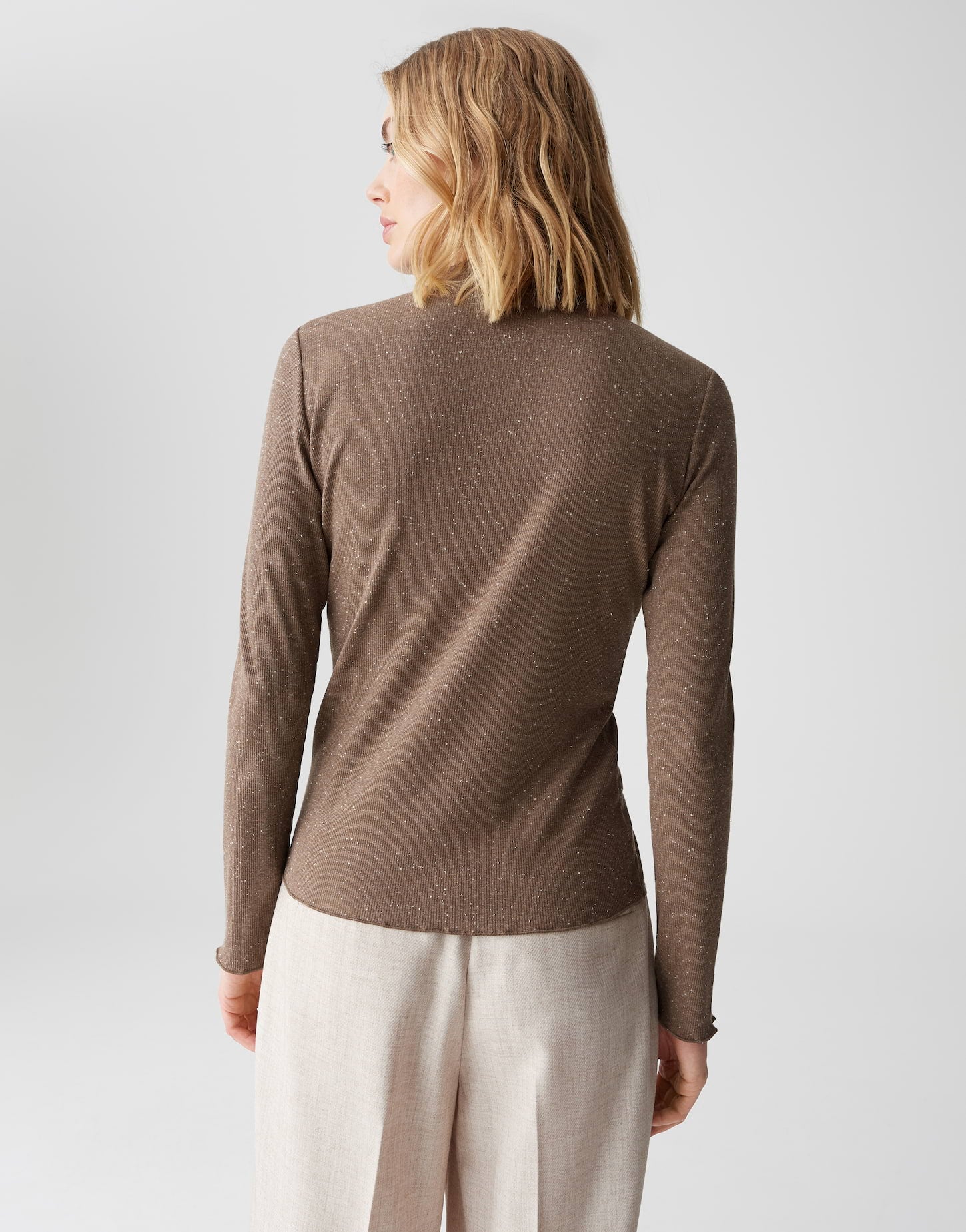 OPUS Stehkragen Langarmshirt Damen Slim Fit Jersey