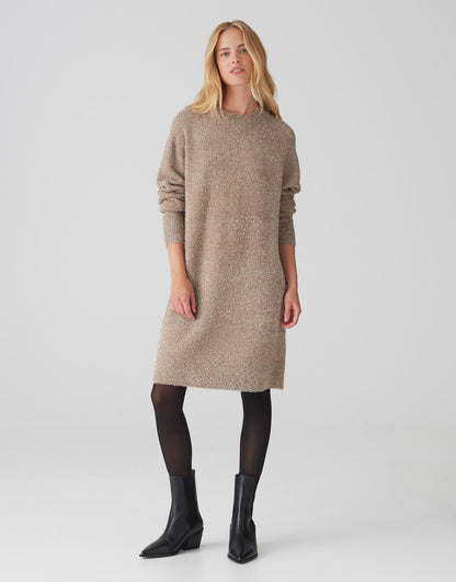 OPUS Strickkleid Knielang Damen Flauschiger Griff