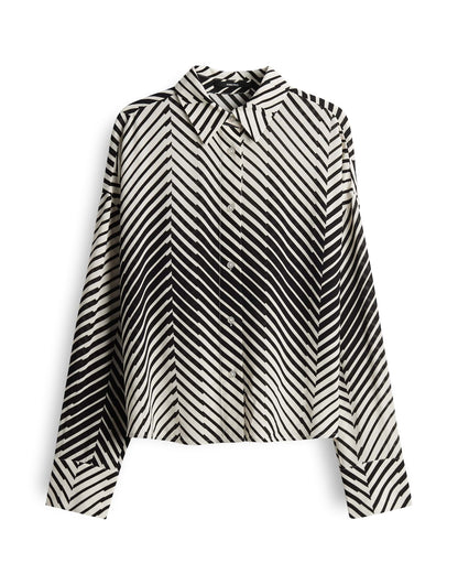Hemdbluse Damen Langarm Fischgrat Muster