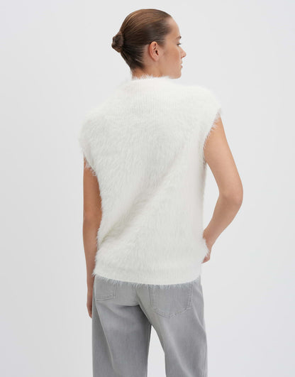 Strickpullover Damen Stehkragen Gerader Schnitt Rippstruktur