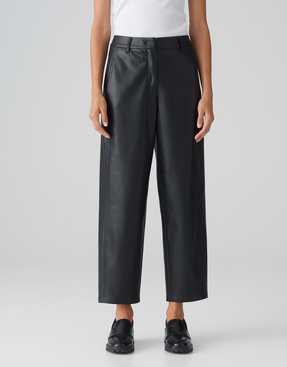 OPUS Lederimitat Hose Damen Tapered Fit Weich Glatt