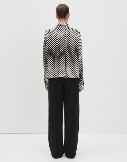 Hemdbluse Damen Langarm Fischgrat Muster