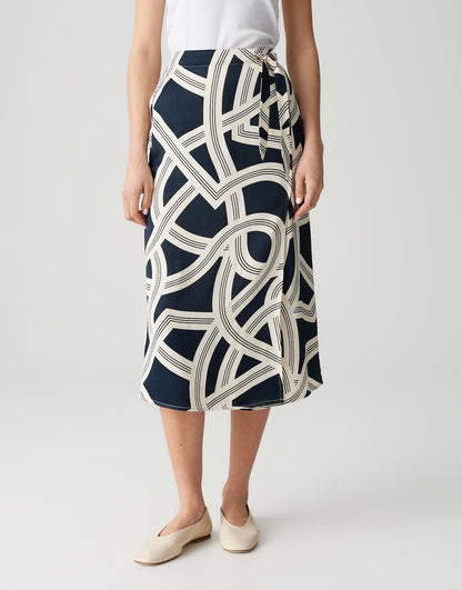 OPUS Lockeres Midi-Kleid Damen A-Linie Knotendetail Viskose