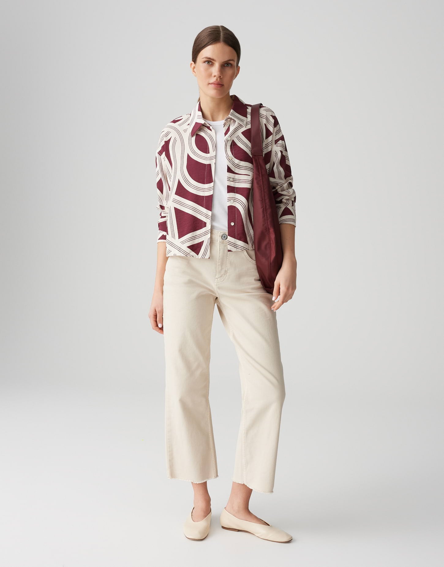 OPUS Hemdbluse Damen Bluse Oversized Viskose Polyamid Perlmuttknöpfen