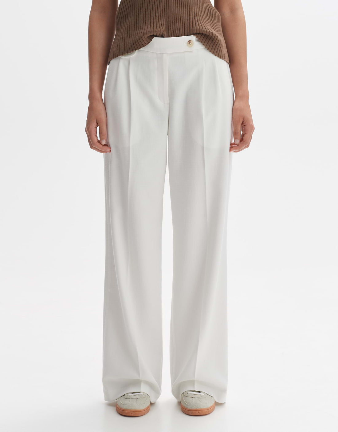 OPUS Wide Leg Canvas Hose Damen Bequem Stretch