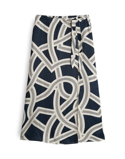 OPUS Lockeres Midi-Kleid Damen A-Linie Knotendetail Viskose