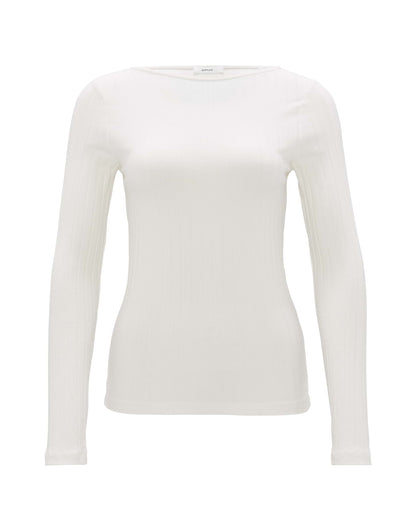 OPUS Langarmshirt Damen schmal geschnitten U-Boot-Ausschnitt Baumwoll Mix