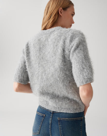 OPUS Damen Pullover Halbarm Rundhalsausschnitt Strick flauschiger Griff