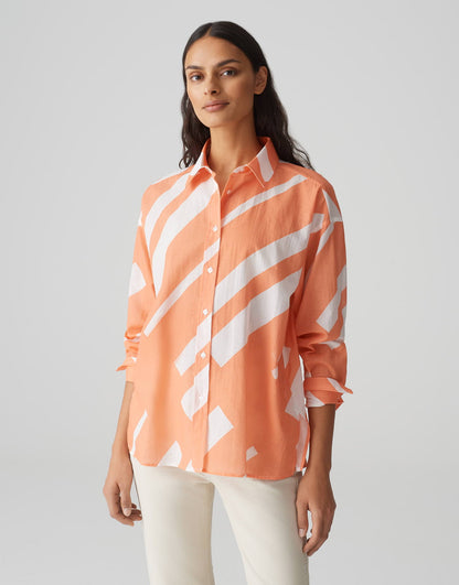 OPUS Hemdbluse Damen Leichte Baumwolle Streifenmuster