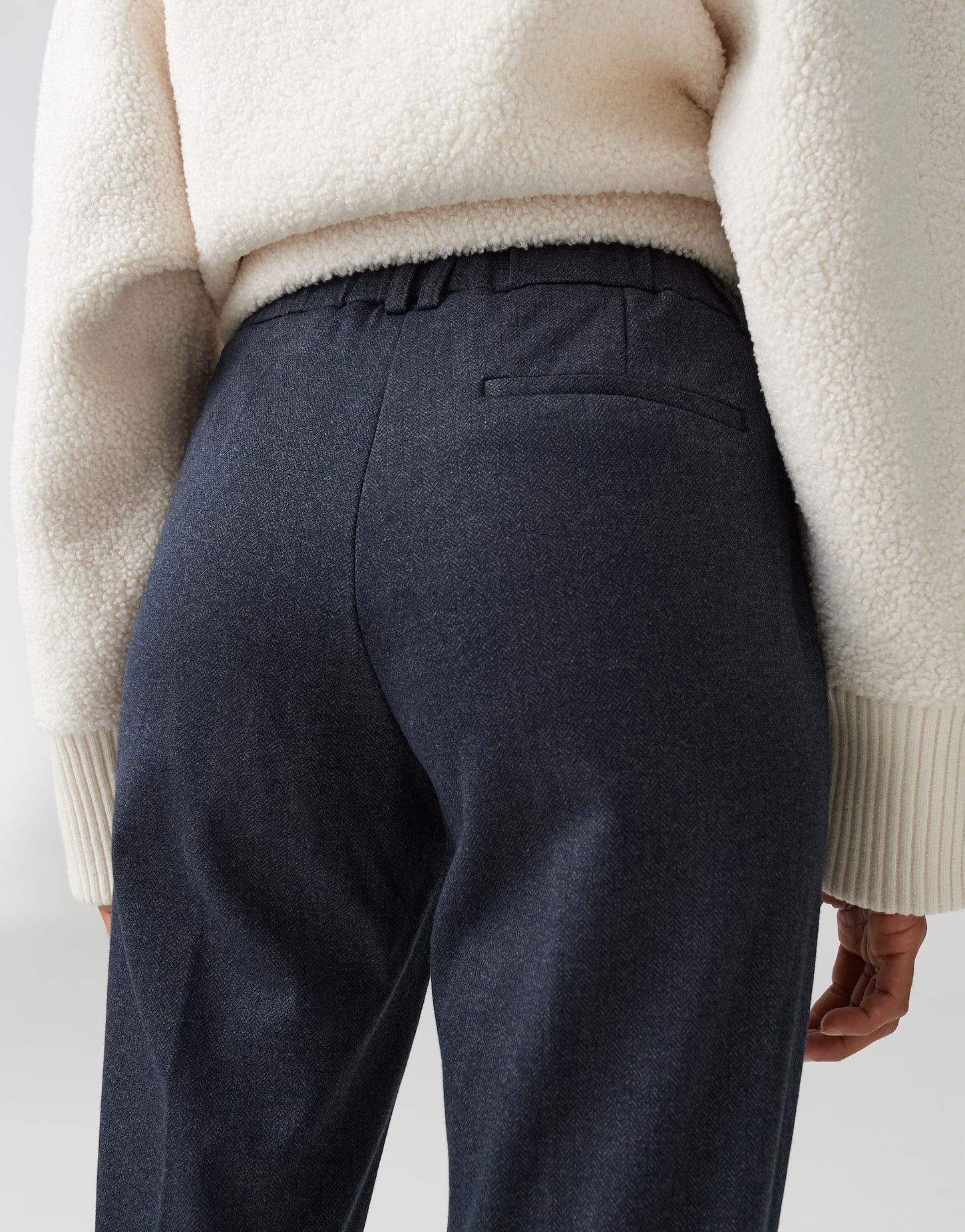 OPUS Schmale Fischgratmuster Hose Damen Elegant Gummibund