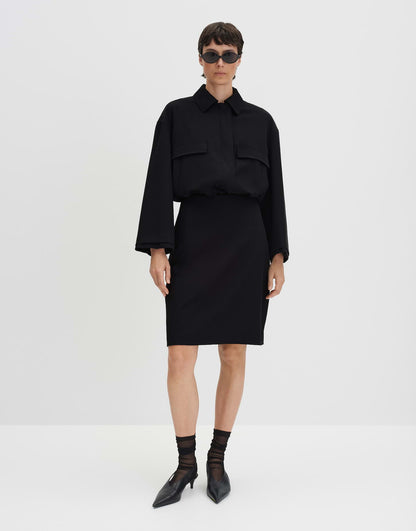 Gerader Schnitt Damen Rock knielang elastischer Bund