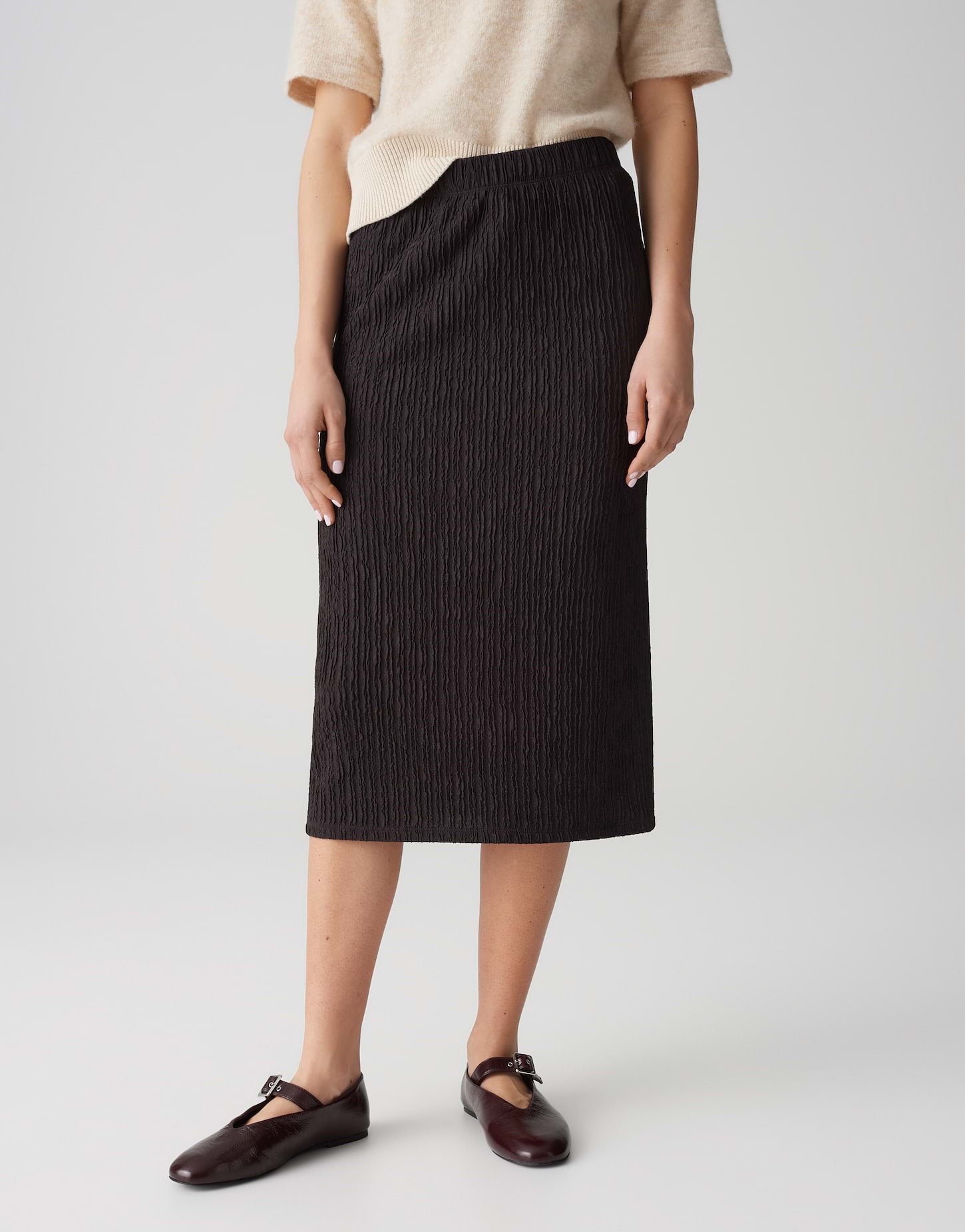 OPUS Damen Midi-Kleid schmale Passform 3-dimensionale Struktur