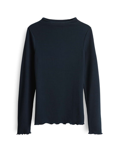 OPUS Damen Langarm Funnel Neck Shirt schmale Passform