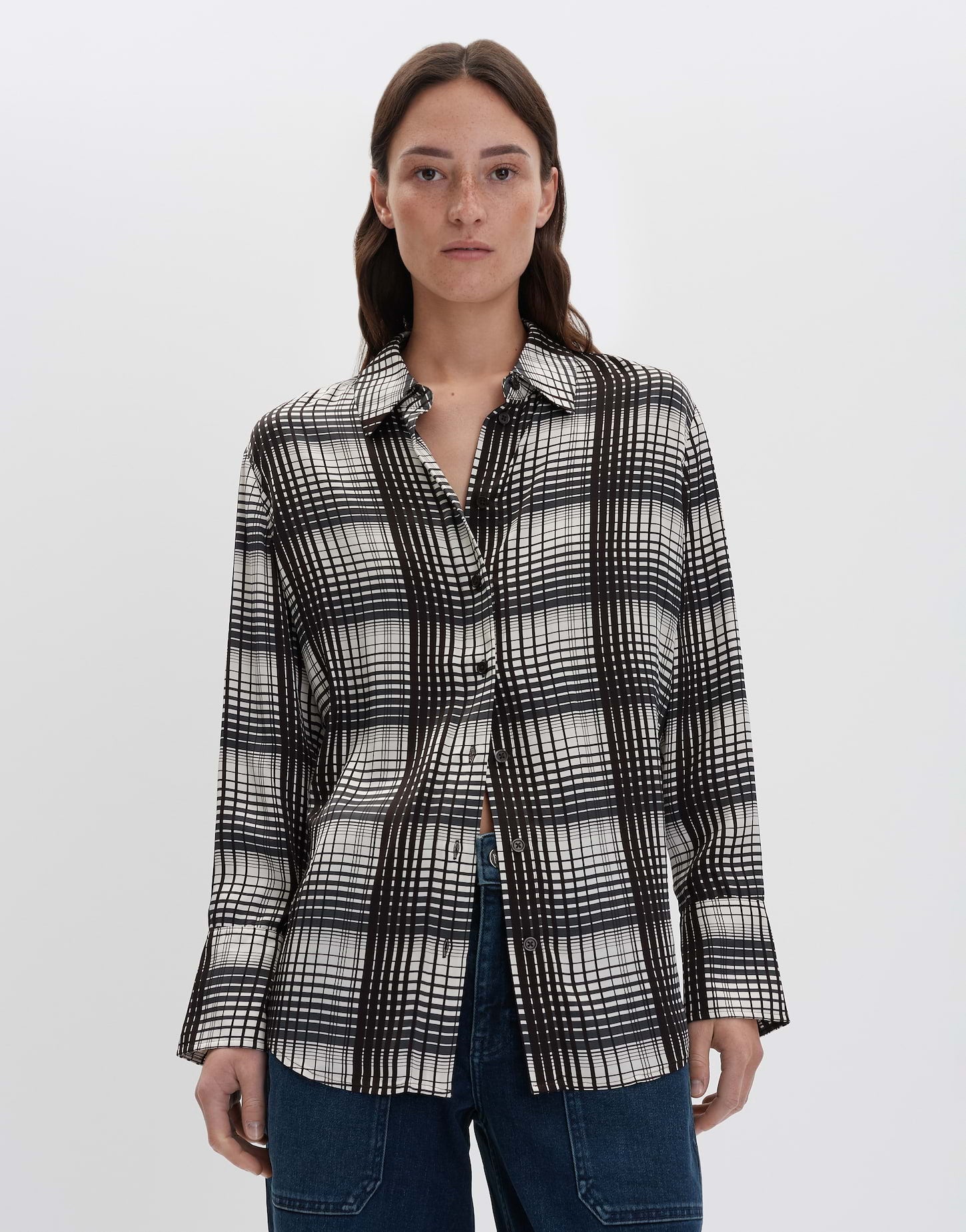 Someday Damenbluse Hemdblusenkragen Karomuster Viskose