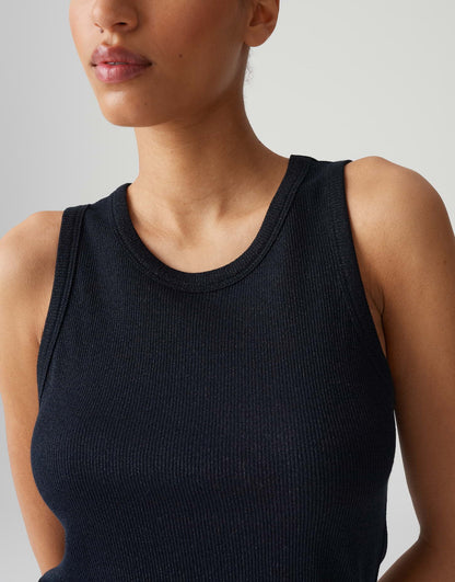 OPUS Ärmelloses Rippstruktur-Top in Schwarz für Damen