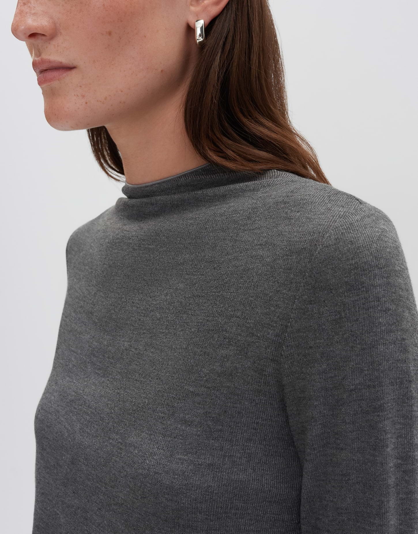 Someday Damen Langarmshirt Stehkragen Slim Fit Jersey