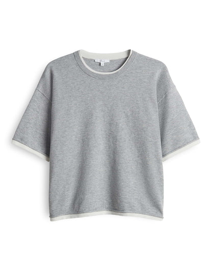 OPUS Damen Feinstrickpullover Boxy Silhouette Kurzarm Rundhalsausschnitt