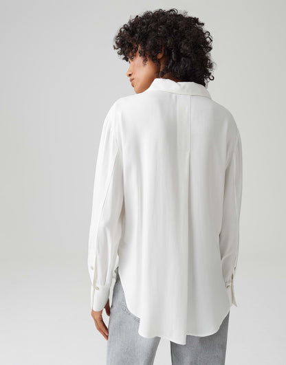 OPUS Hemdbluse Damen Langarm Webware Faltendetail Viskose