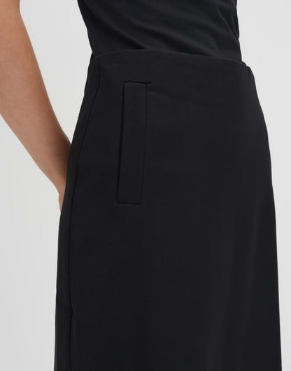 Gerader Schnitt Damen Rock knielang elastischer Bund