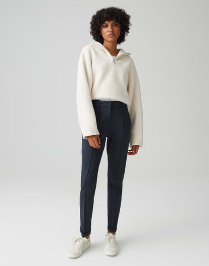 OPUS Schmale Fischgratmuster Hose Damen Elegant Gummibund