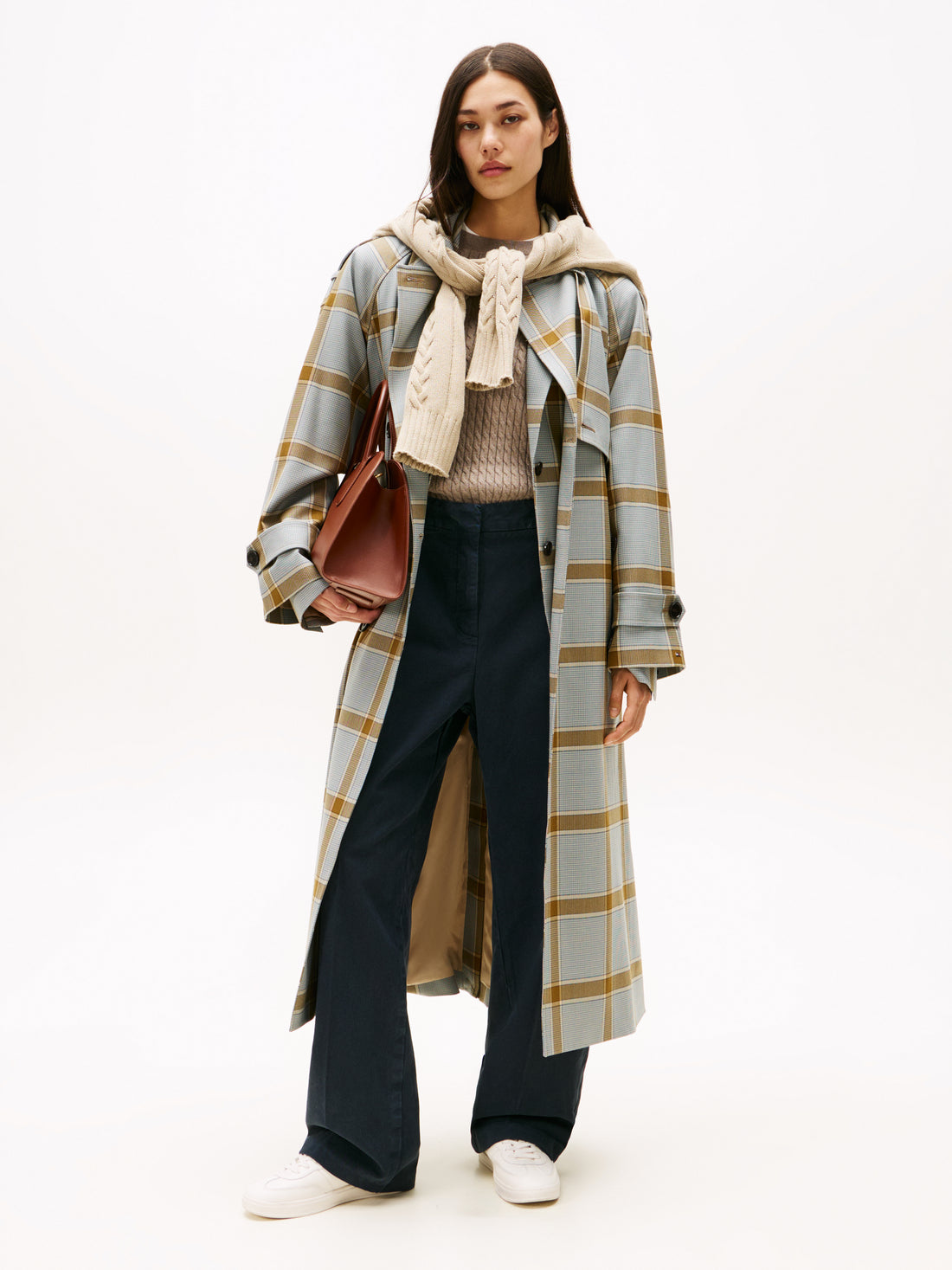 LIGHT WOOL CHECK RLX TRENCH
