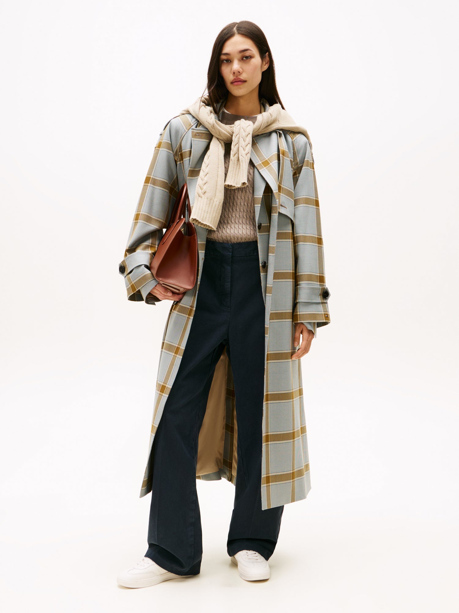 LIGHT WOOL CHECK RLX TRENCH