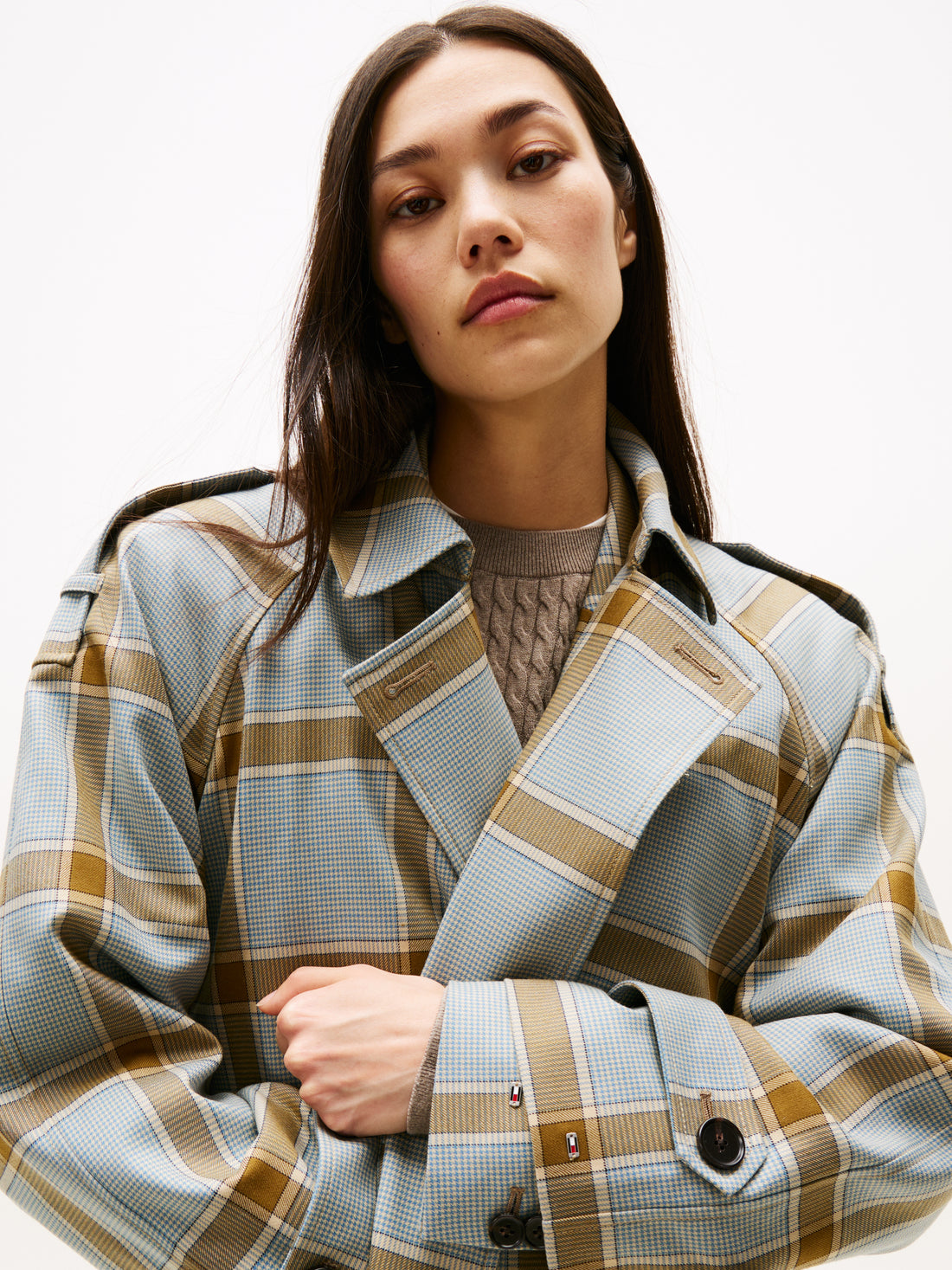 LIGHT WOOL CHECK RLX TRENCH